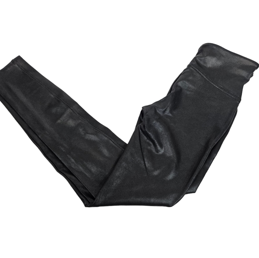 Spanx Black High Waisted‎ Faux Leather Leggings Size Medium Women's N11